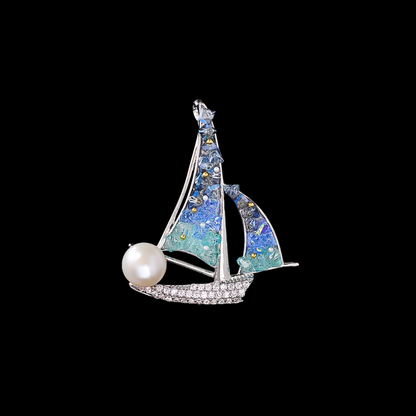 AVELIA Ocean Blue Sailboat Brooch