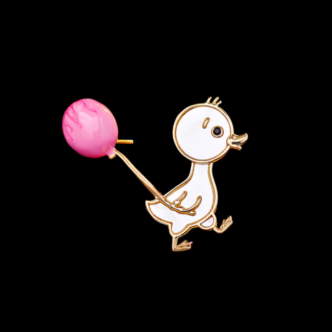 AVELIA Pink Balloon Enamel Duck Brooch