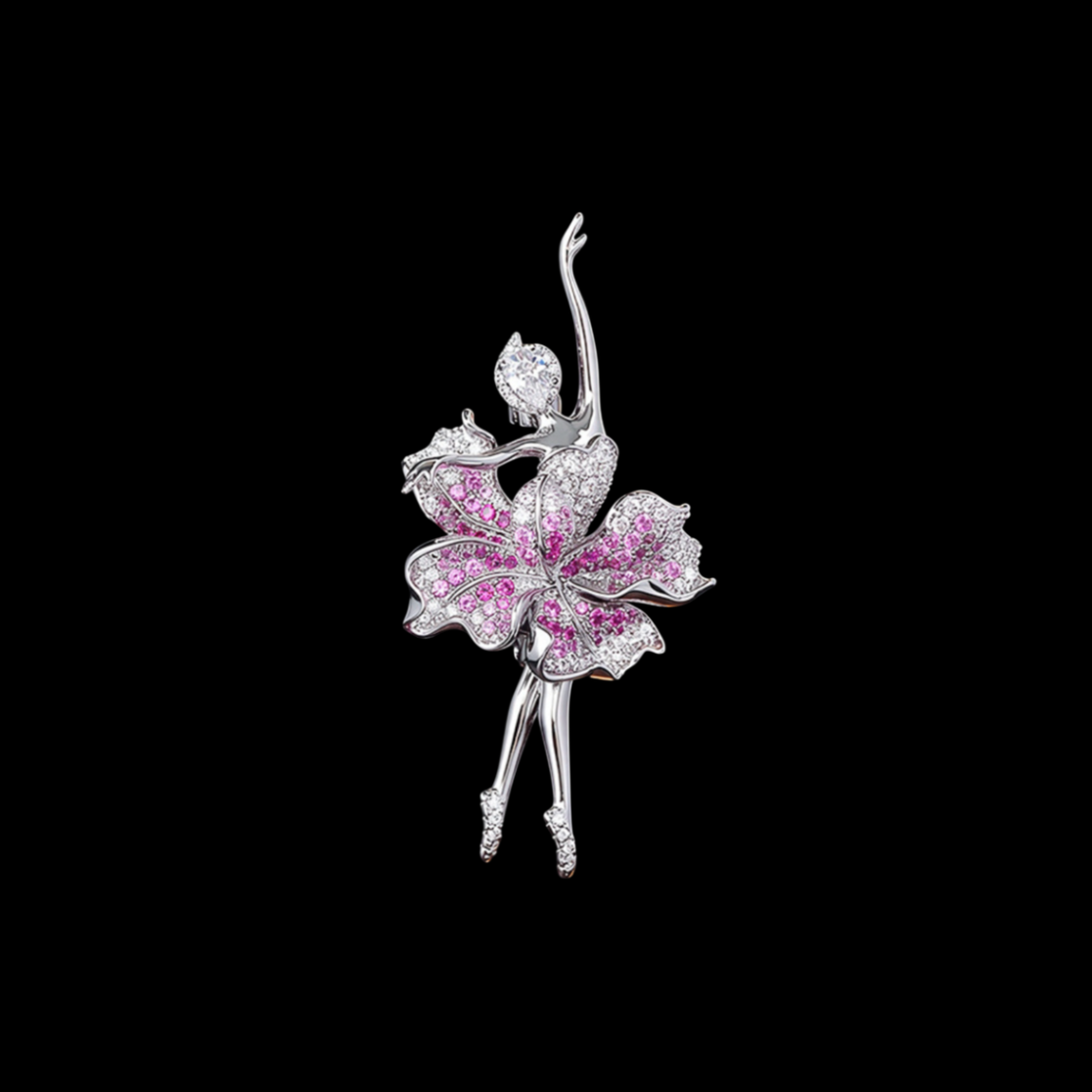 AVELIA Pink Crystal Ballerina Brooch