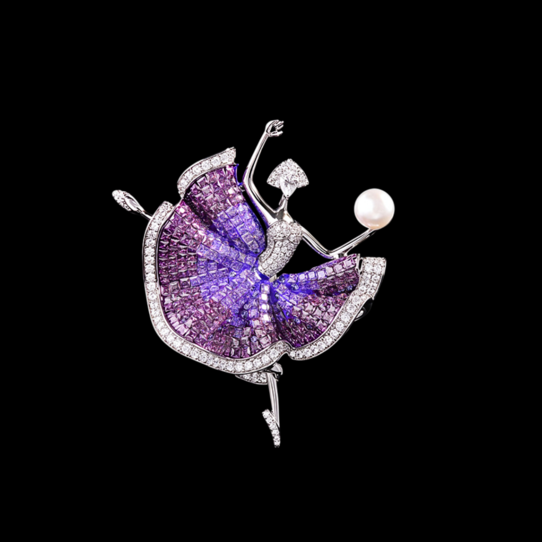 AVELIA Purple Crystal Ballerina Brooch