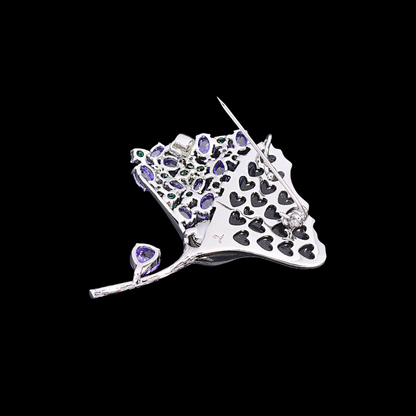 AVELIA Purple Crystal Ginkgo Pearl Brooch