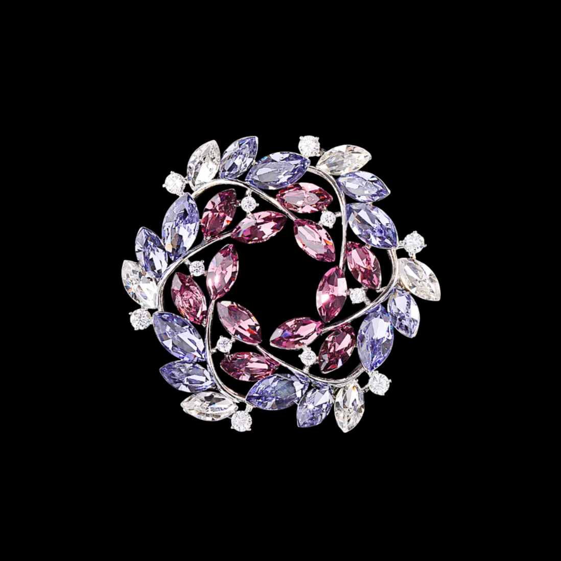 AVELIA Purple Pink Crystal Wreath Brooch
