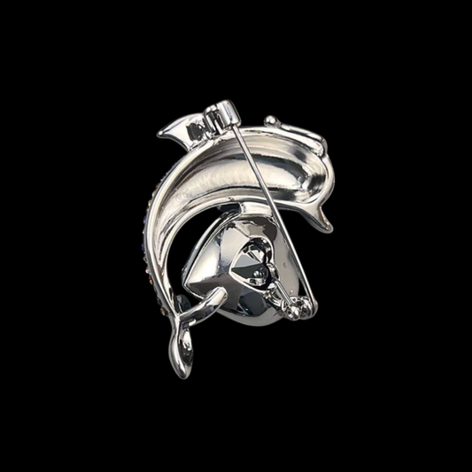 AVELIA Rainbow Heart Dolphin Brooch