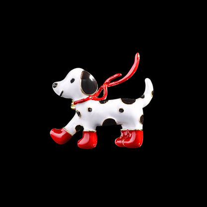 AVELIA Red Boots Spotted Dog Brooch
