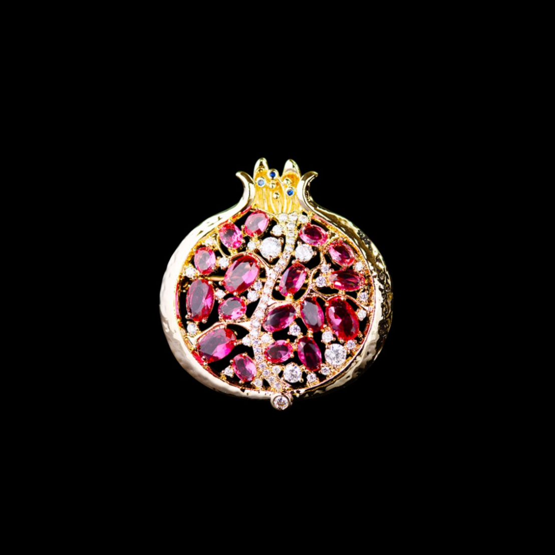 AVELIA Red Crystal Pomegranate Brooch
