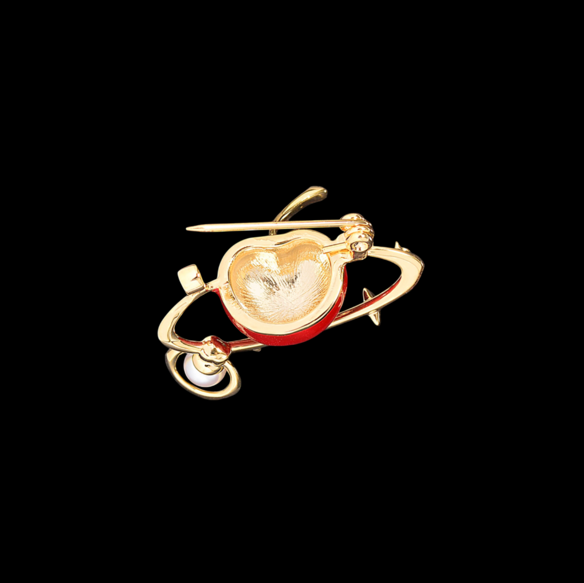 AVELIA Red Enamel Cherry Orbit Brooch