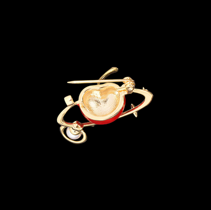 AVELIA Red Enamel Cherry Orbit Brooch