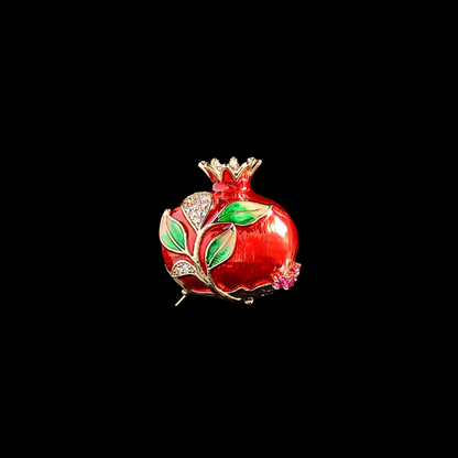 AVELIA Red Enamel Pomegranate Brooch
