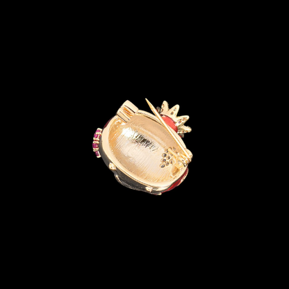 AVELIA Red Enamel Pomegranate Brooch