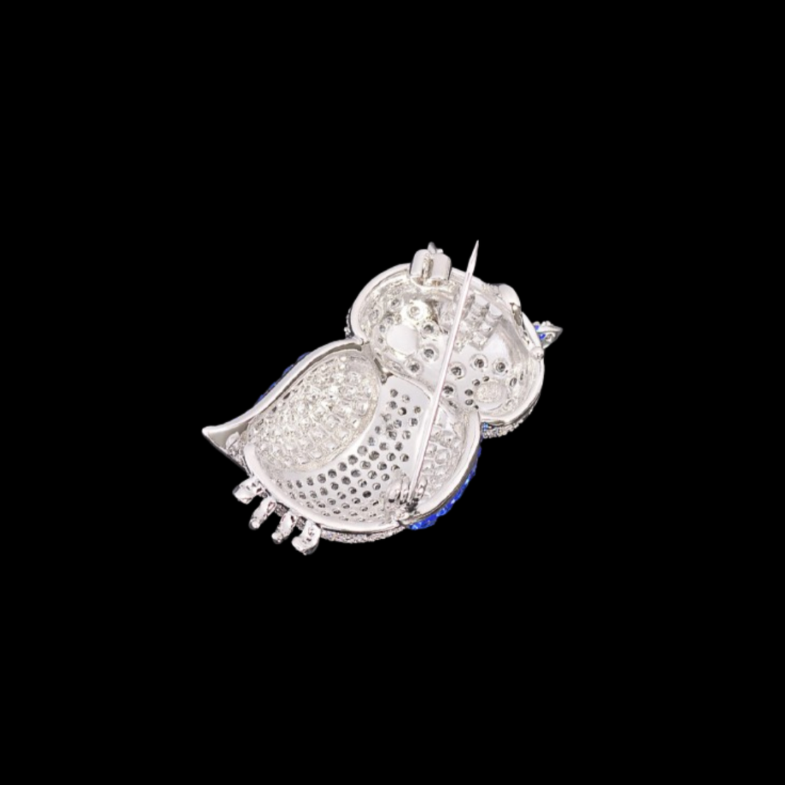 AVELIA Royal Blue Crystal Owl Brooch