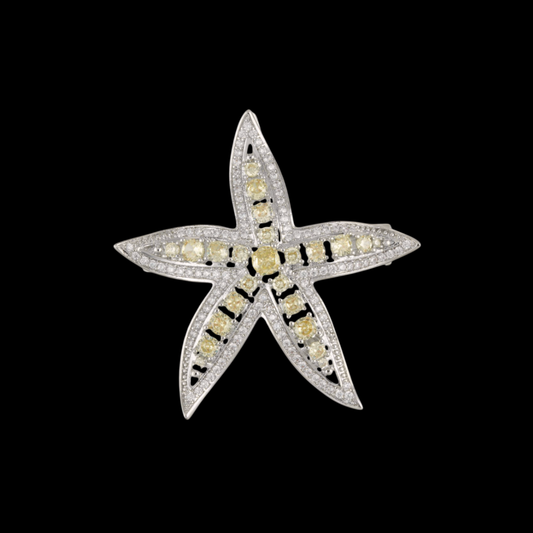 AVELIA Silver Champagne Crystal Starfish Brooch