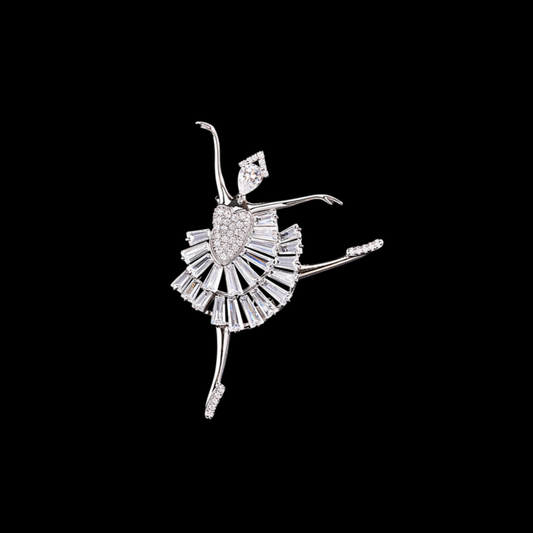 AVELIA Silver Crystal Ballet Dancer Brooch