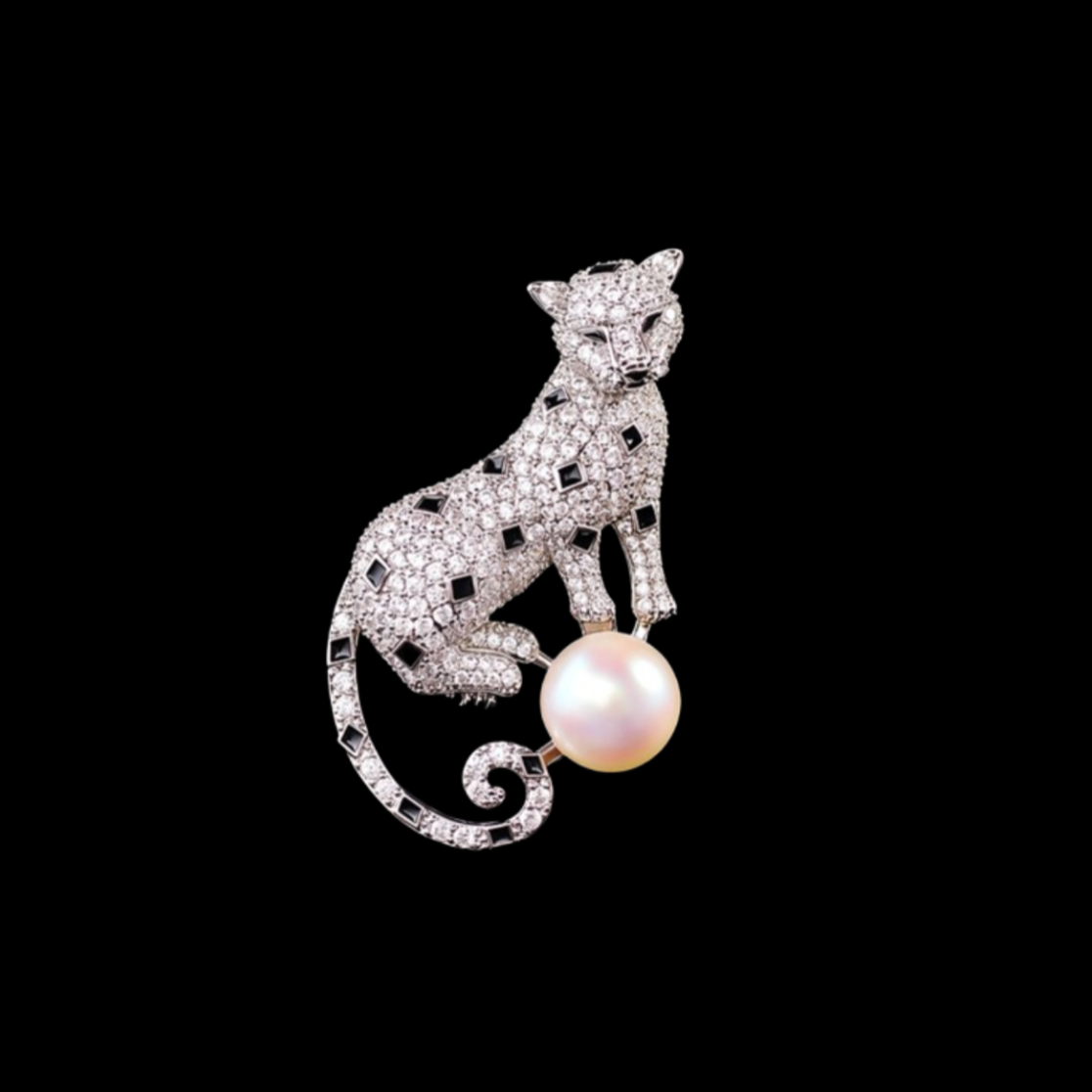 AVELIA Silver Crystal Cheetah Brooch