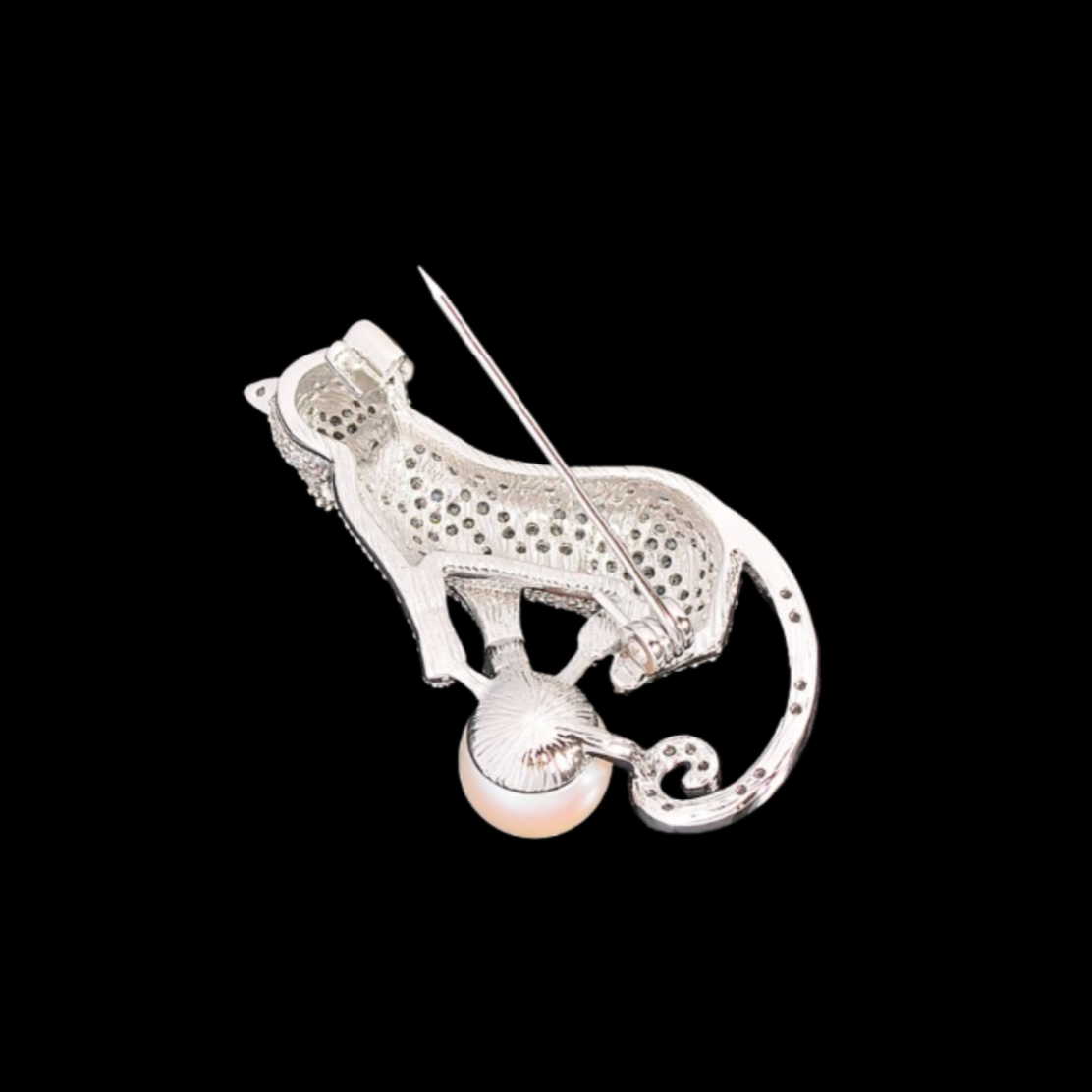 AVELIA Silver Crystal Cheetah Brooch
