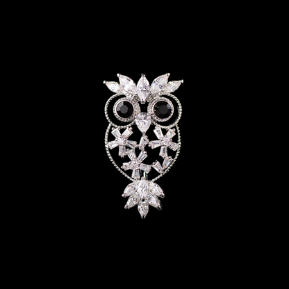 AVELIA Silver Crystal Owl Brooch