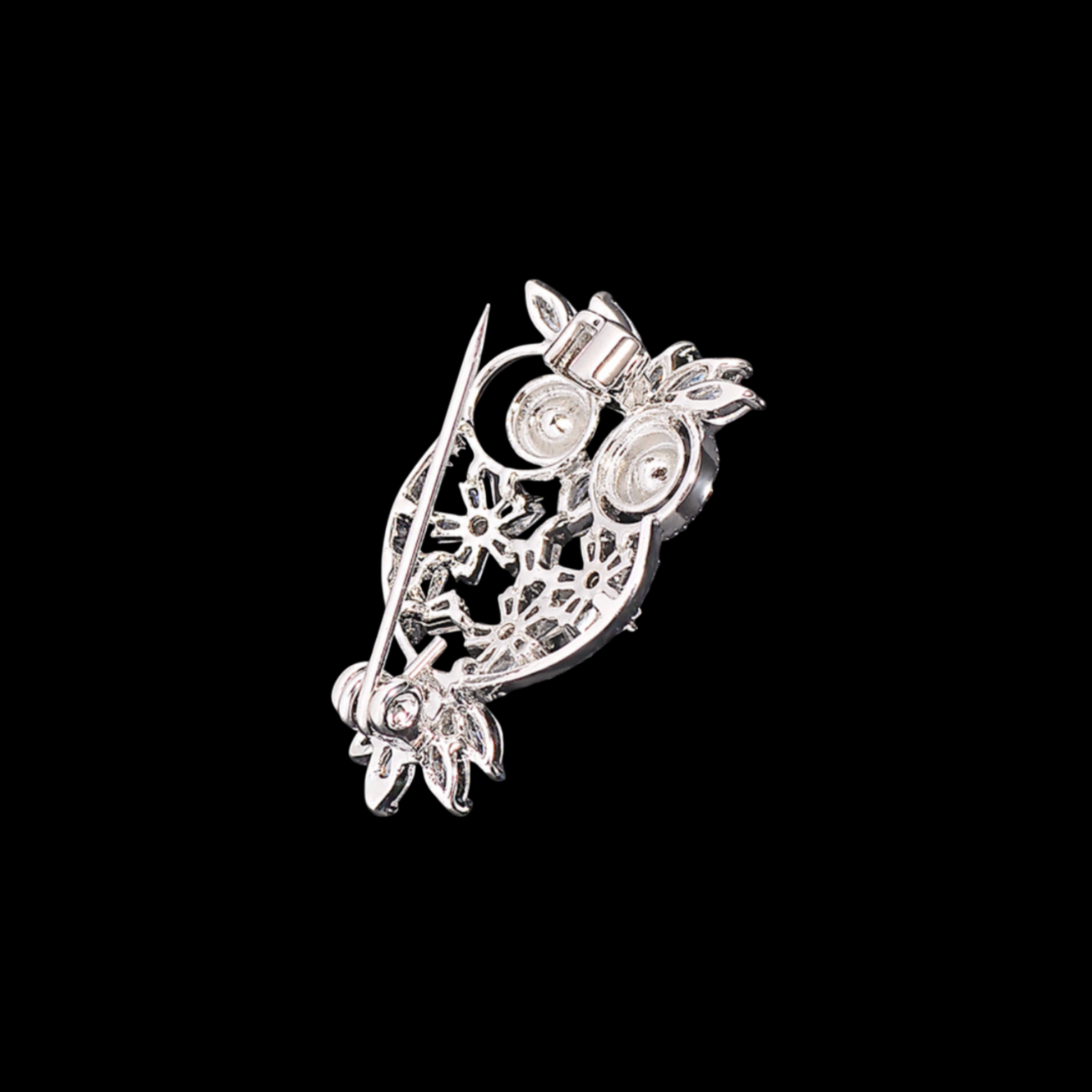 AVELIA Silver Crystal Owl Brooch