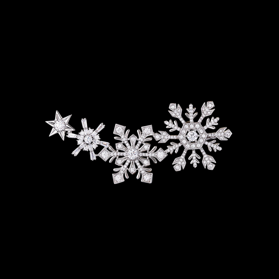 AVELIA Silver Crystal Snowflake Cluster Brooch