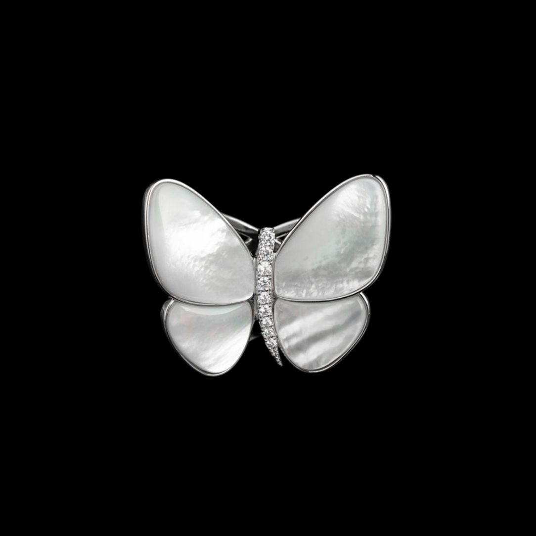 AVELIA Silver Mother of Pearl Butterfly Scarf Ring