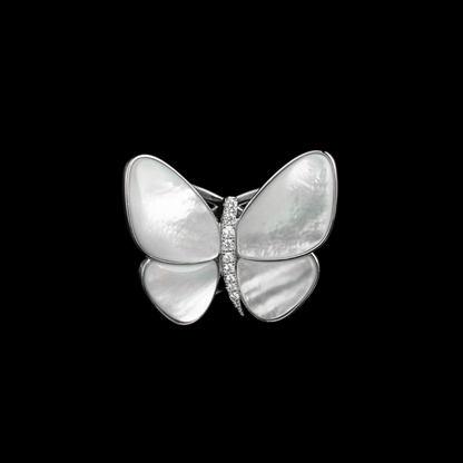 AVELIA Silver Mother of Pearl Butterfly Scarf Ring