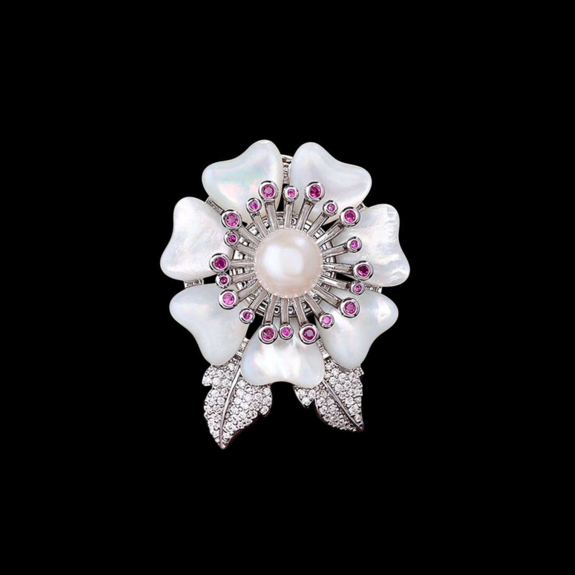 AVELIA Silver Mother of Pearl Flower Brooch