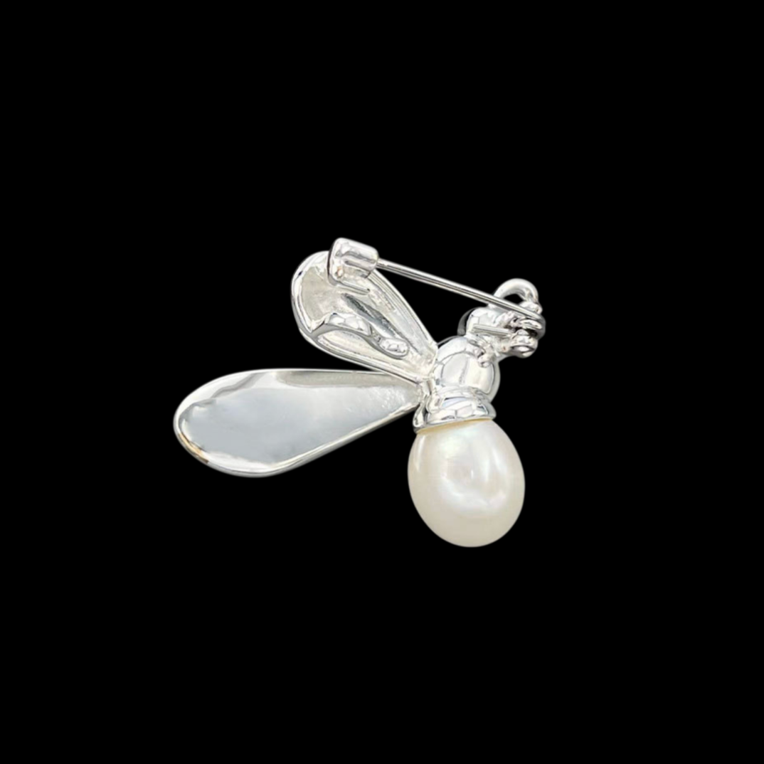 AVELIA Silver Pearl Bee Brooch