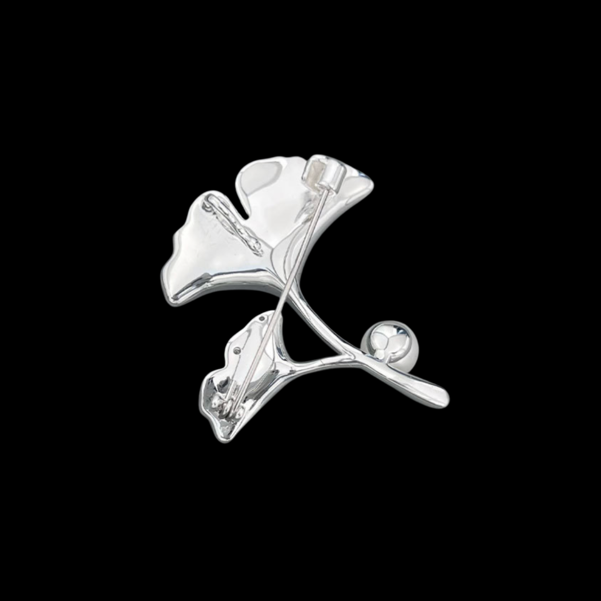 AVELIA Silver Twin Ginkgo Pearl Brooch