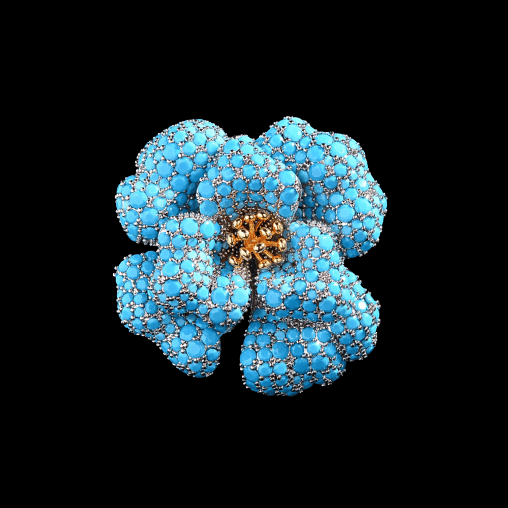 AVELIA Sky Blue Poppy Flower Brooch