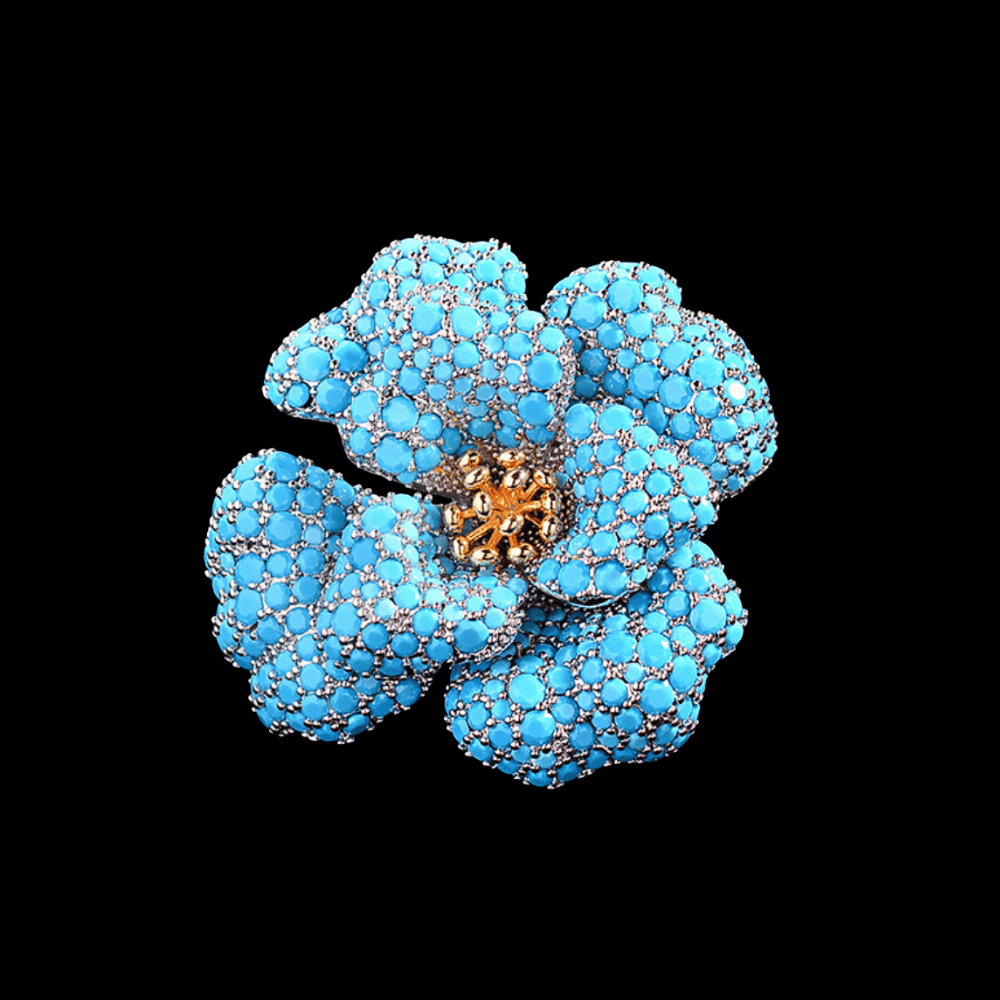 AVELIA Sky Blue Poppy Flower Brooch
