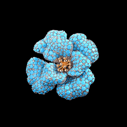 AVELIA Sky Blue Poppy Flower Brooch