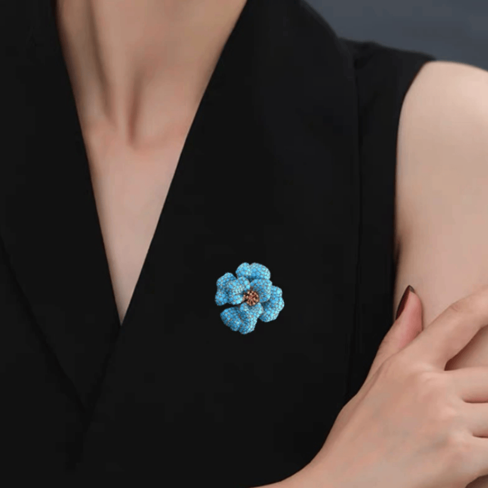 AVELIA Sky Blue Poppy Flower Brooch