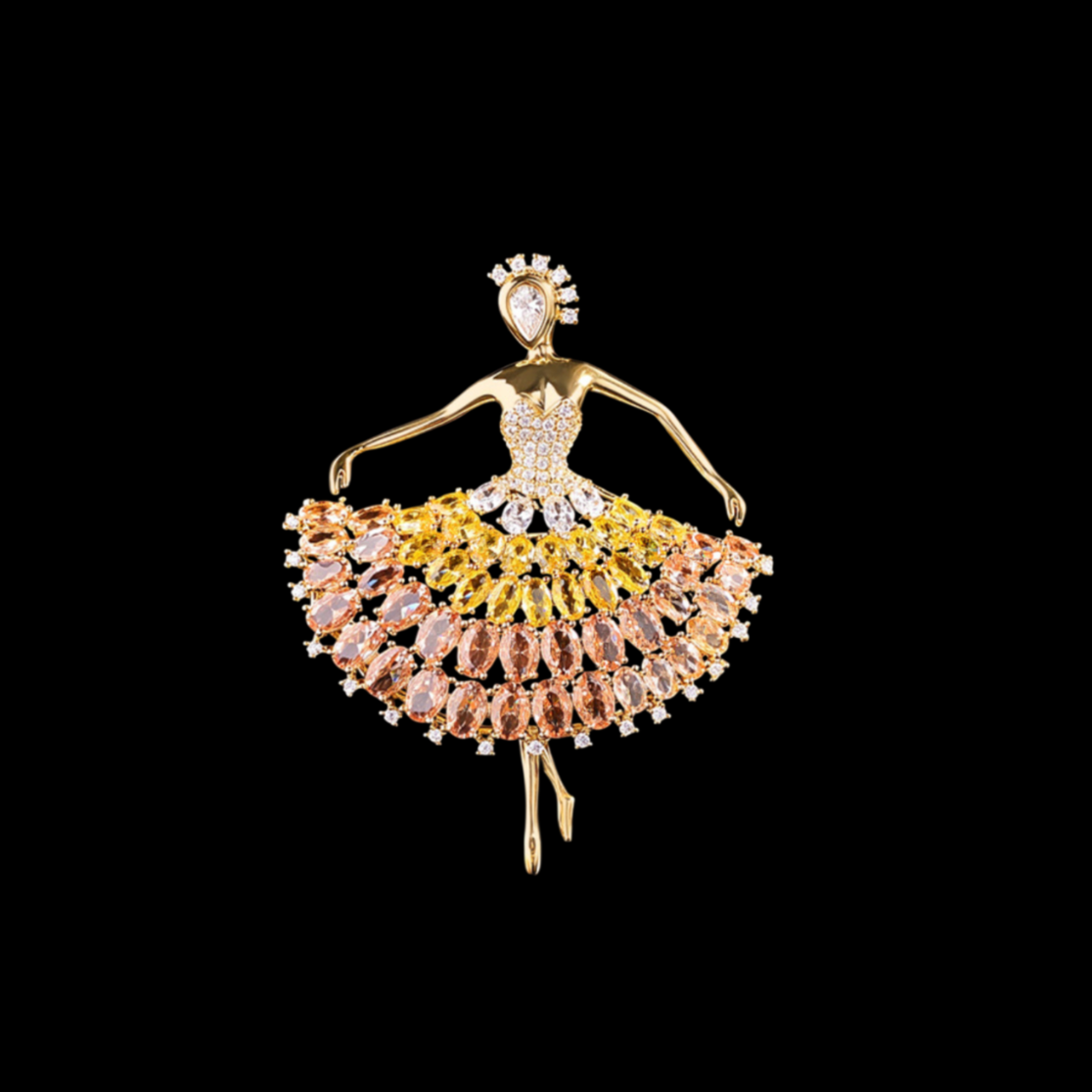AVELIA Sunset Crystal Ballet Dancer Brooch
