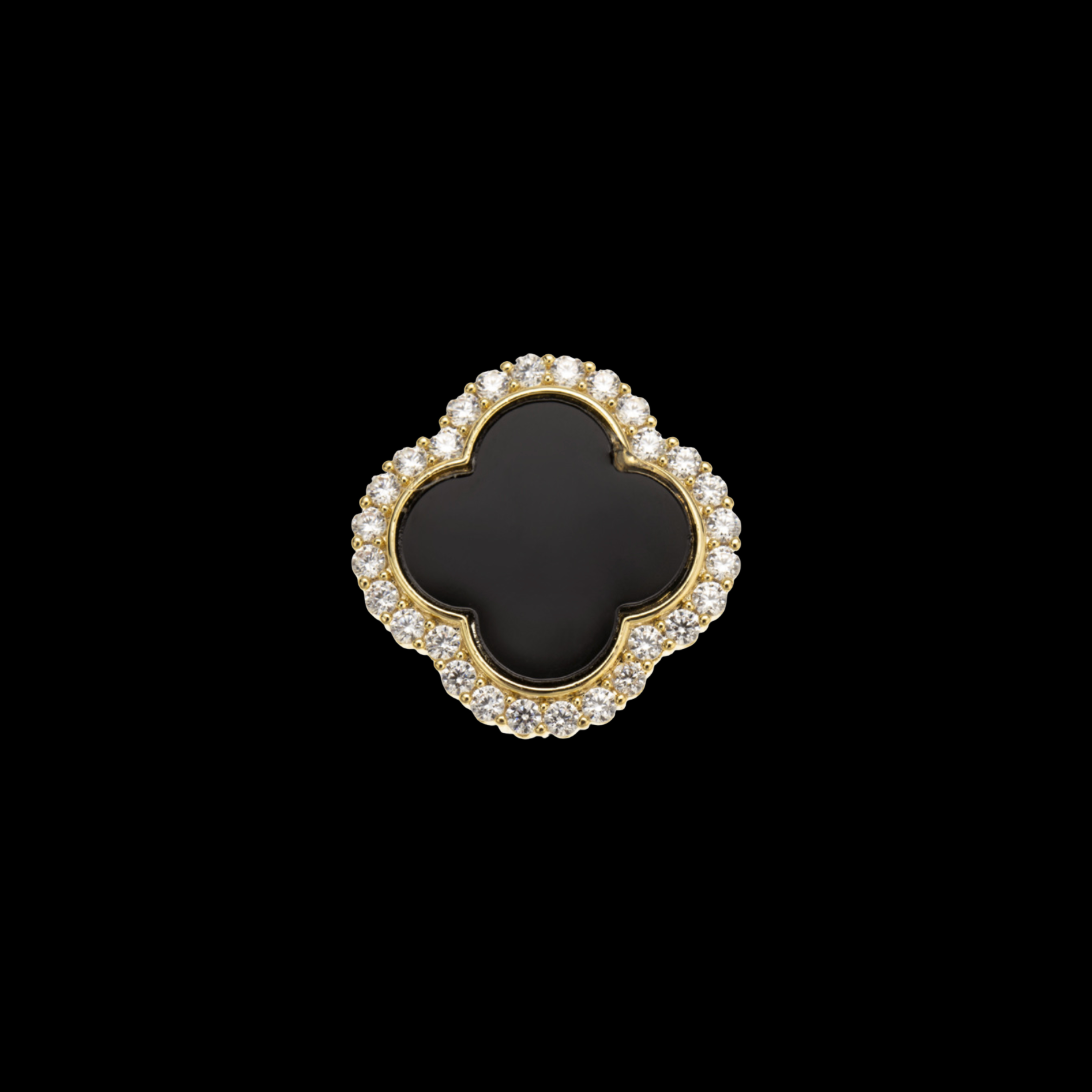 AVELIA Vintage Black Clover Magnetic Brooch