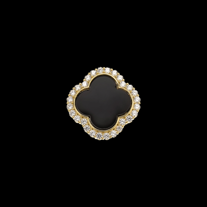 AVELIA Vintage Black Clover Magnetic Brooch