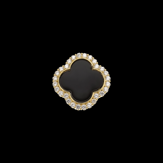 AVELIA Vintage Black Clover Magnetic Brooch