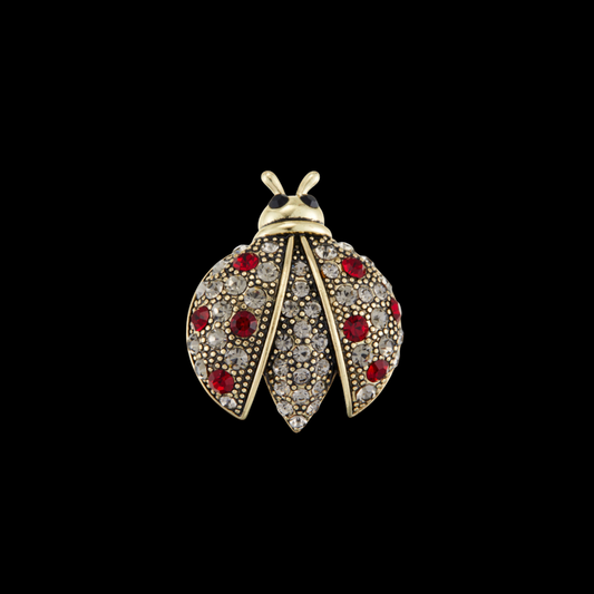 AVELIA Vintage Crystal Ladybug Brooch
