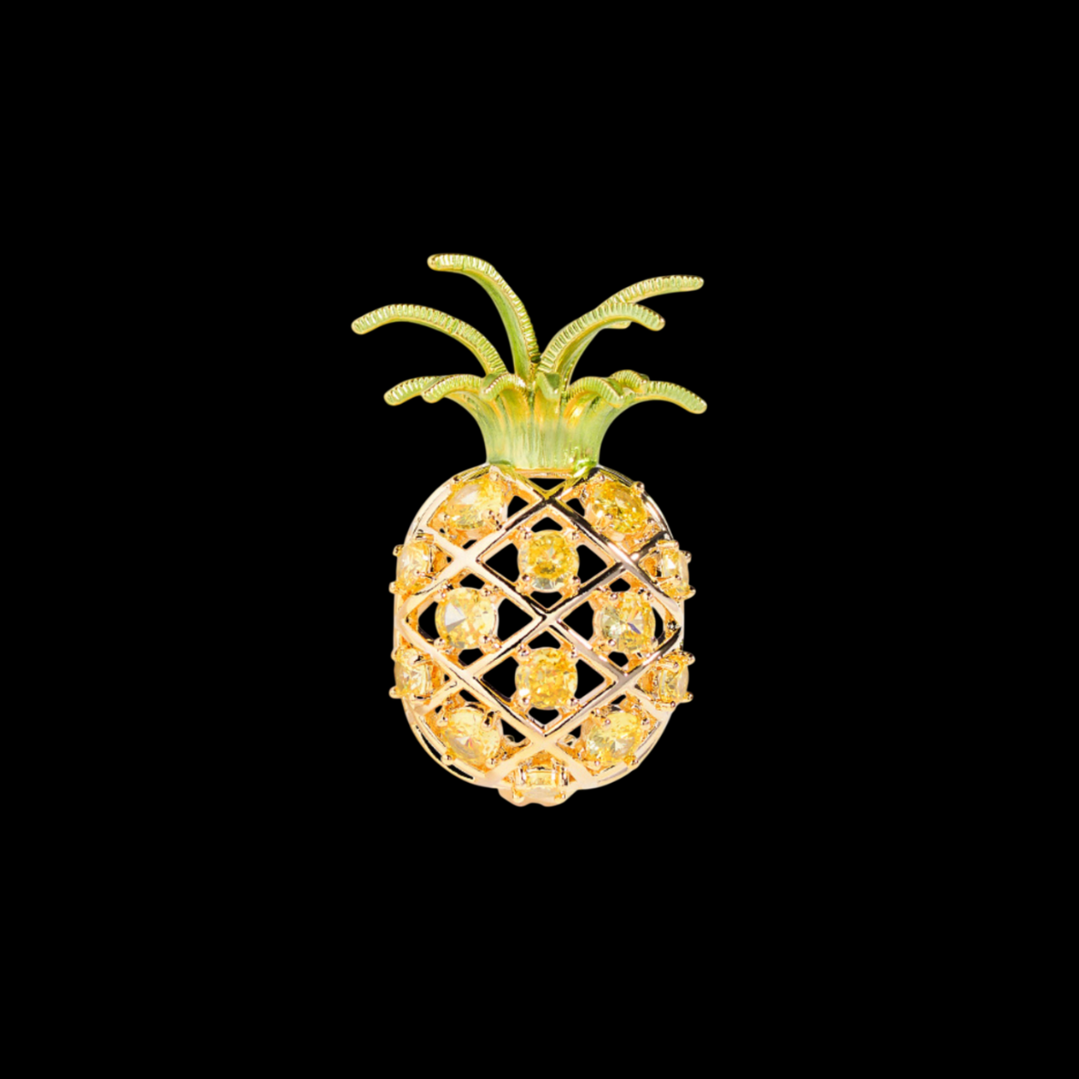 AVELIA Yellow Crystal Pineapple Brooch
