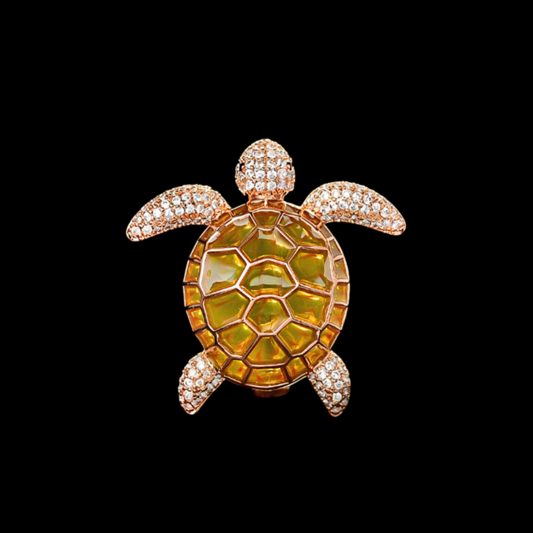 AVELIA Yellow Crystal Sea Turtle Brooch