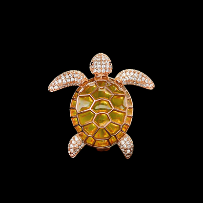AVELIA Yellow Crystal Sea Turtle Brooch