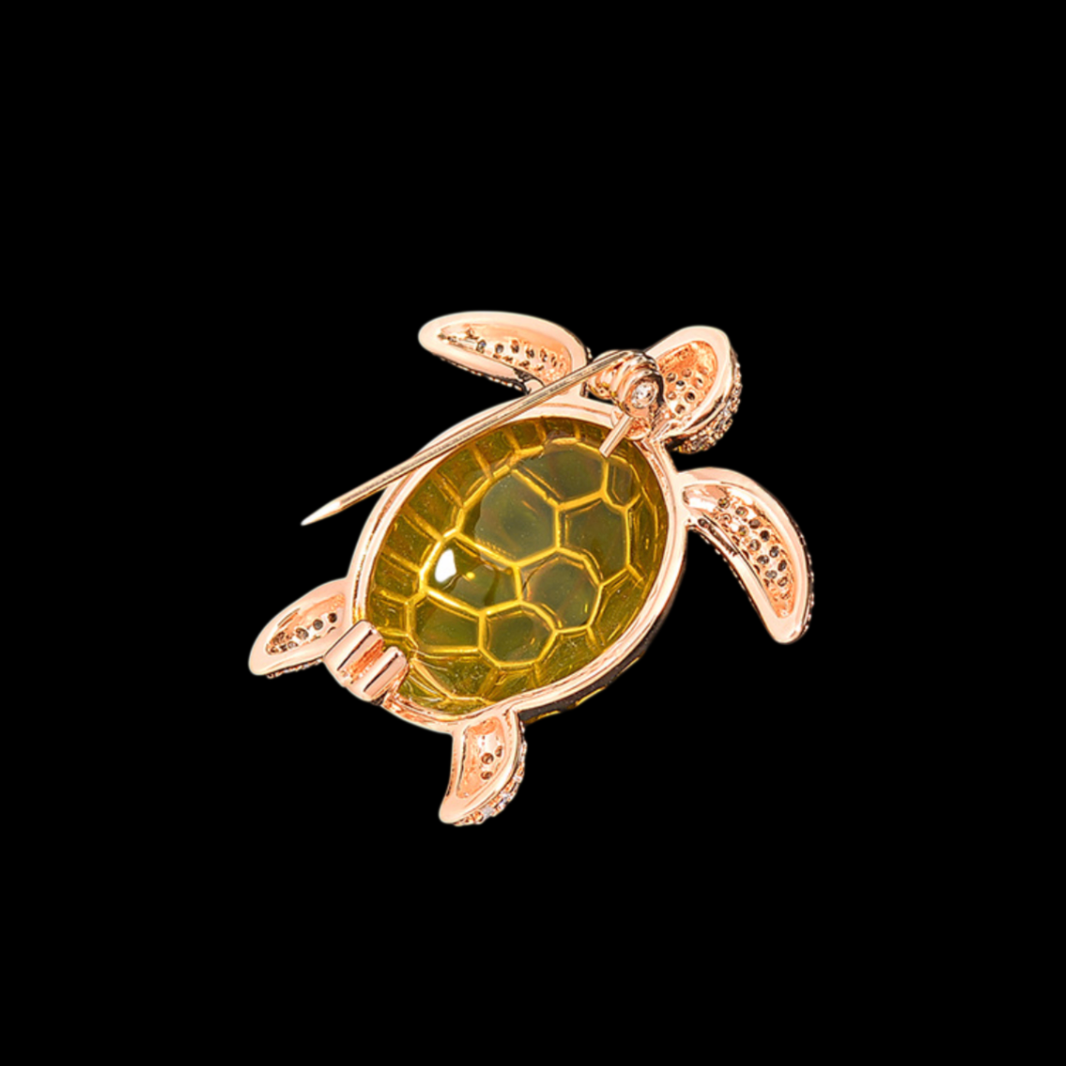 AVELIA Yellow Crystal Sea Turtle Brooch