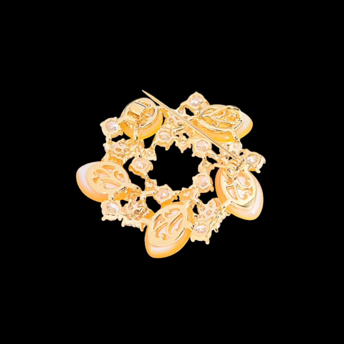 AVELIA Yellow Mother of Pearl Leaf Wreath Brooch