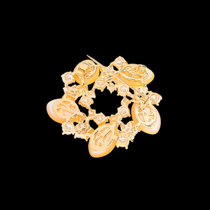 AVELIA Yellow Mother of Pearl Leaf Wreath Brooch