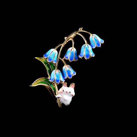 Bluebell Bunny Lily of the Valley Brooch