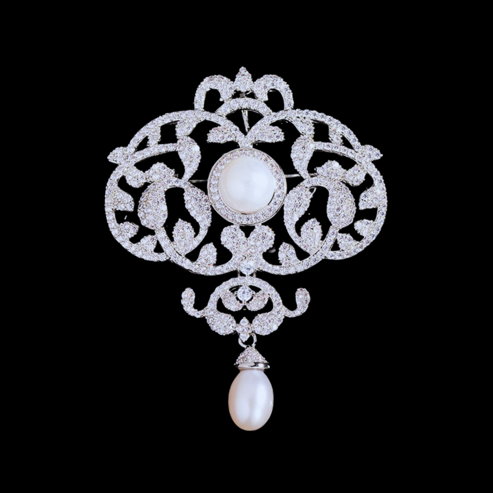 AVELIA Vintage Pearl Ornate Grace Brooch