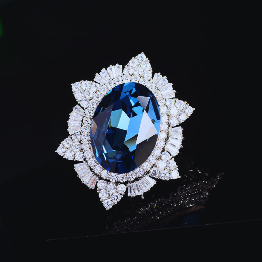 AVELIA Vintage Blue Gem Radiance Brooch