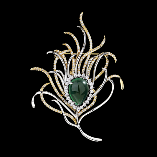 AVELIA Fortunelle Peacock Feather Grace Brooch