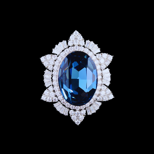AVELIA Vintage Blue Gem Radiance Brooch