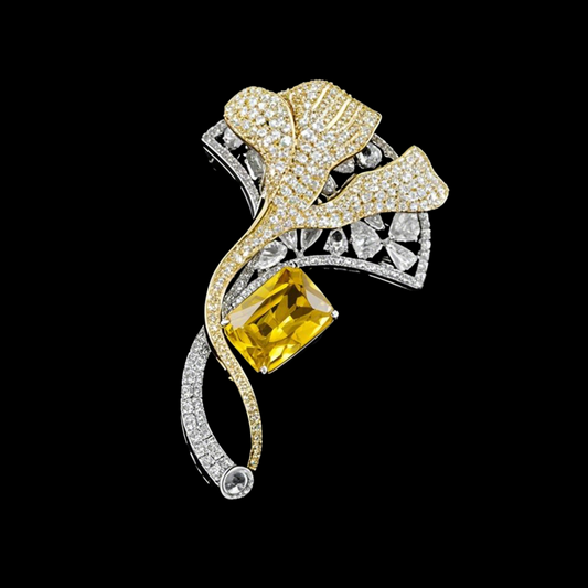 Classic Ginkgo Sunlight Elegance Brooch - AVELIA JEWELRY