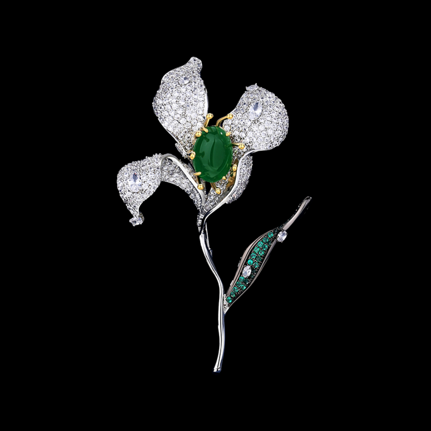 FORTUNELLE Emerald Bloom Grace Brooch - AVELIA JEWELRY