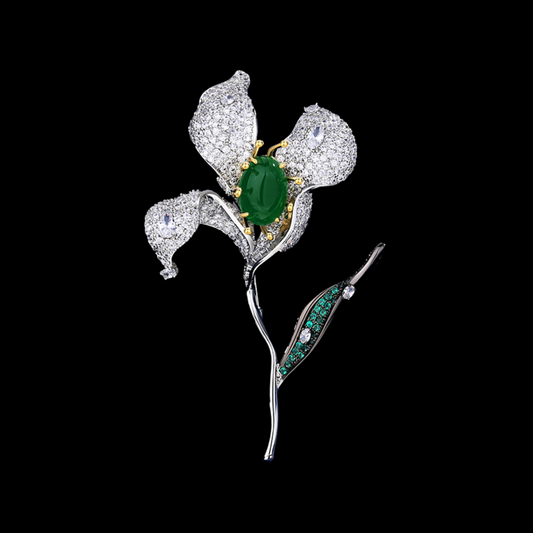 FORTUNELLE Emerald Bloom Grace Brooch - AVELIA JEWELRY