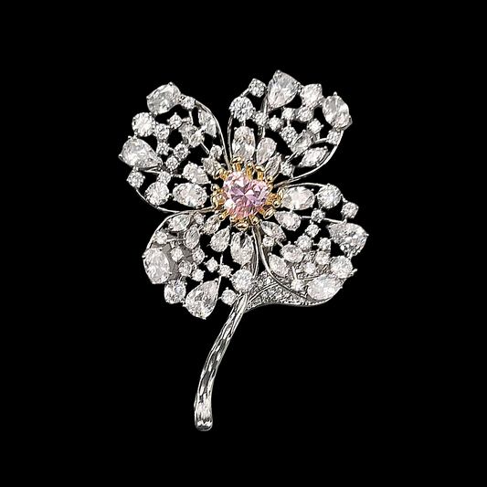 AVELIA Fortunelle Silver Four Leaf Clover Grace Brooch